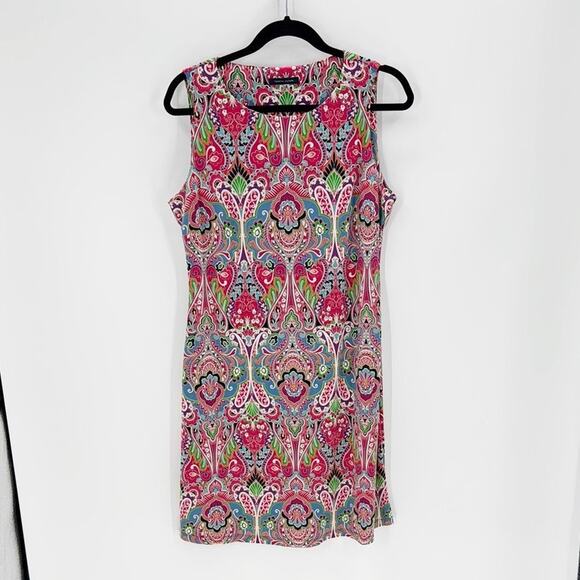 Tommy Hilfiger Colorful pink Paisley Slinky sleeveless Shift Dress size 10 - Picture 1 of 6